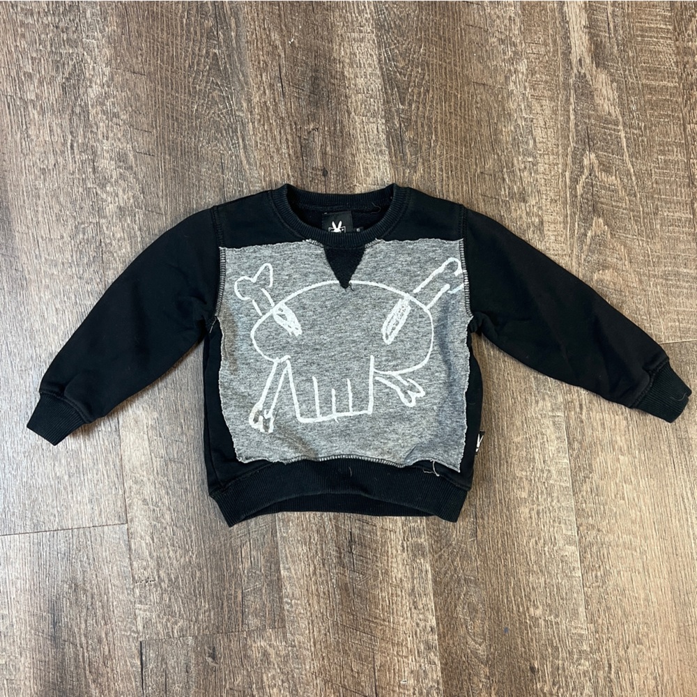 Tulibert Kids Distressed Black and Gray Graphic Sweatshirt